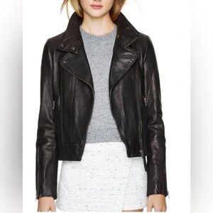 ARITZIA MACKAGE DARK BROWN LEATHER JACKET SIZE XS